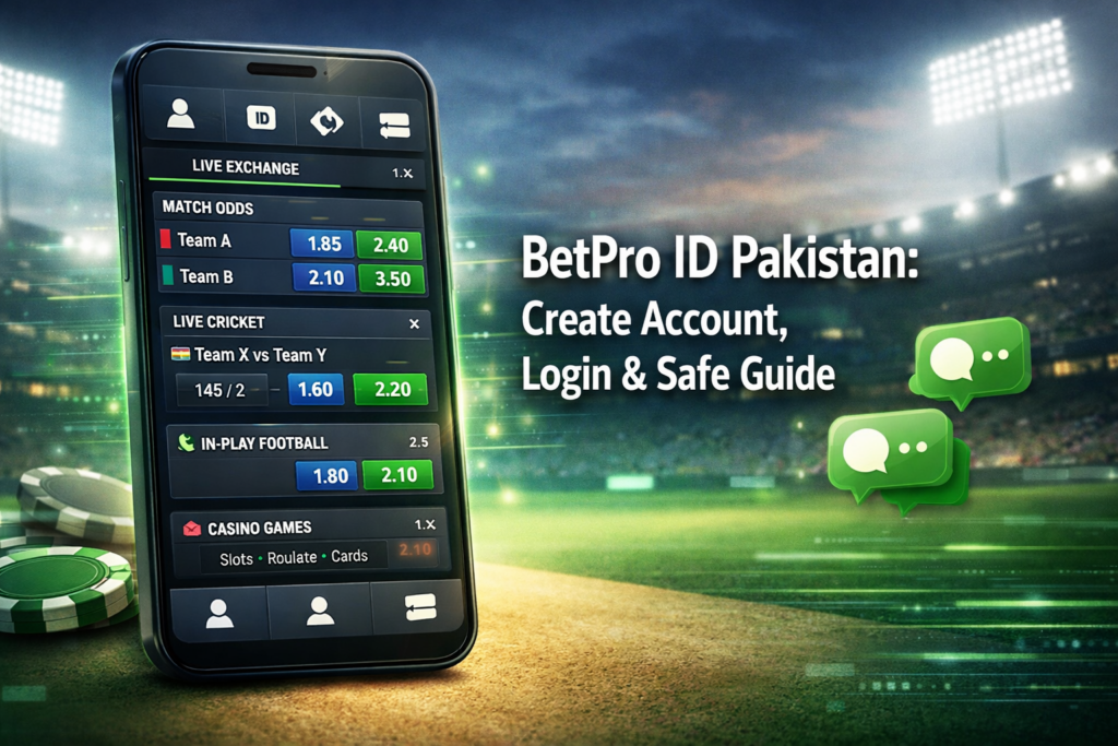 BetPro ID Pakistan guide showing signup, login and betting access