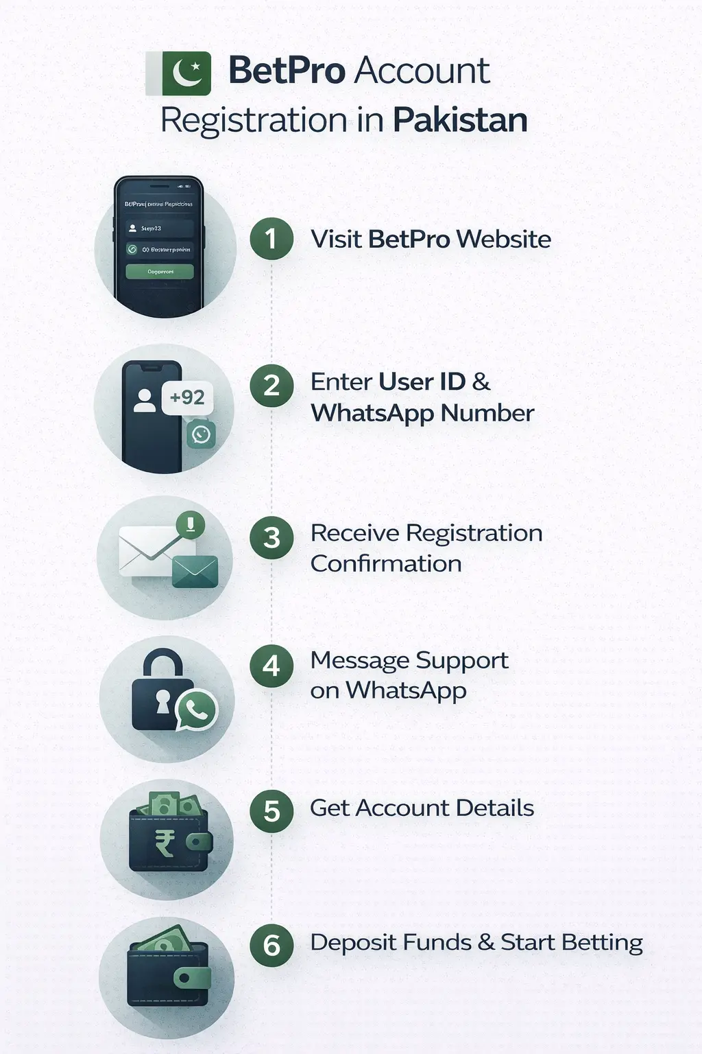 betpro account registration steps pakistan infographic