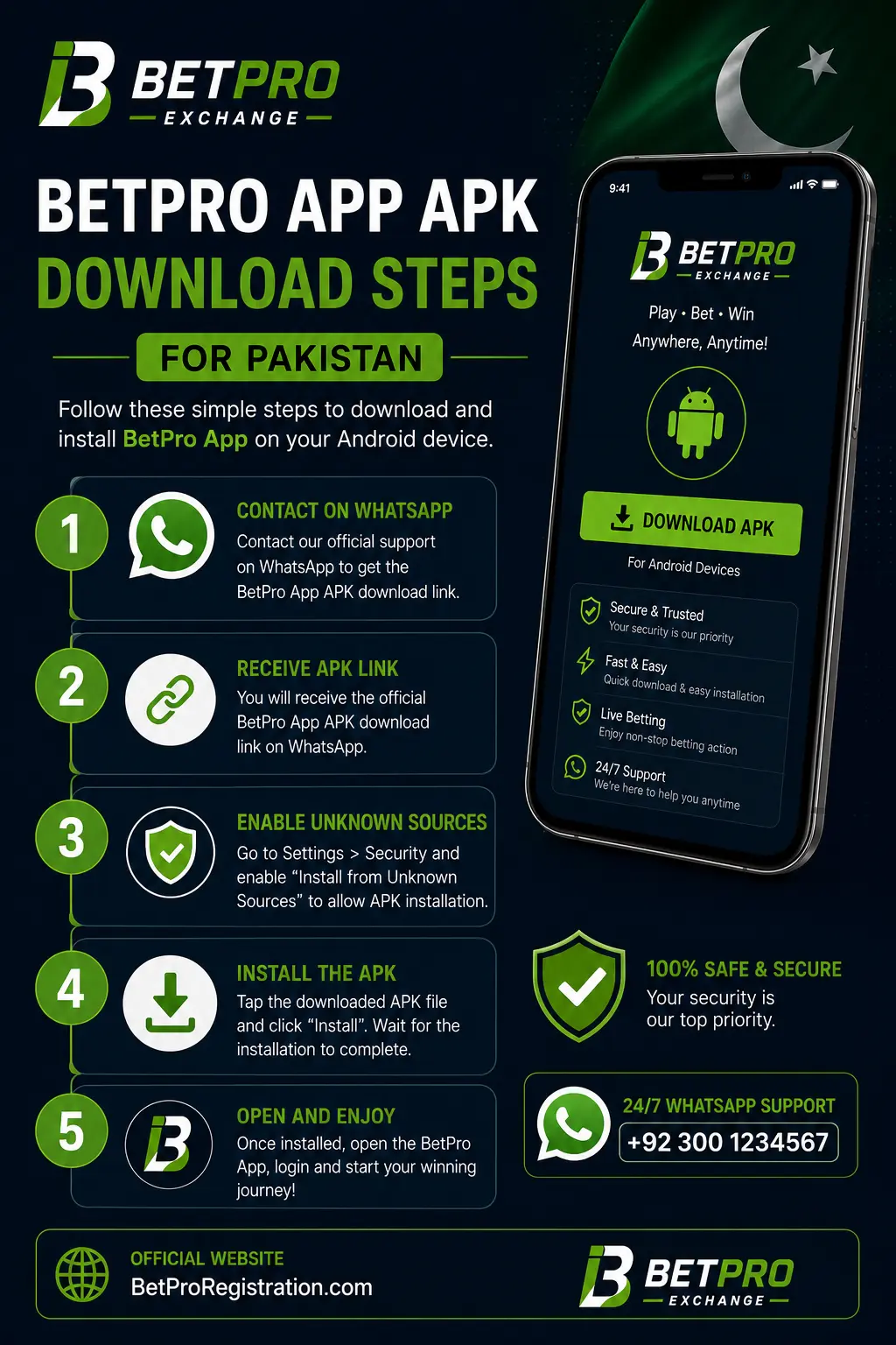 BetPro app download APK installation steps on Android phone for Pakistan users