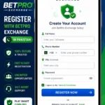BetPro Exchange registration Pakistan mobile sign up screen for Pakistani users