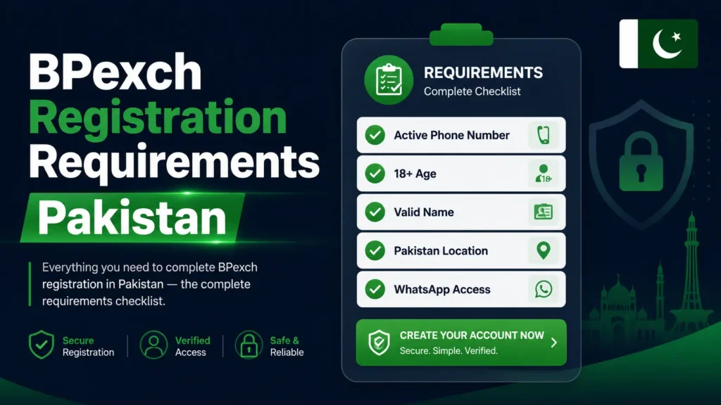 BPexch registration requirements checklist for Pakistan users showing what details are needed