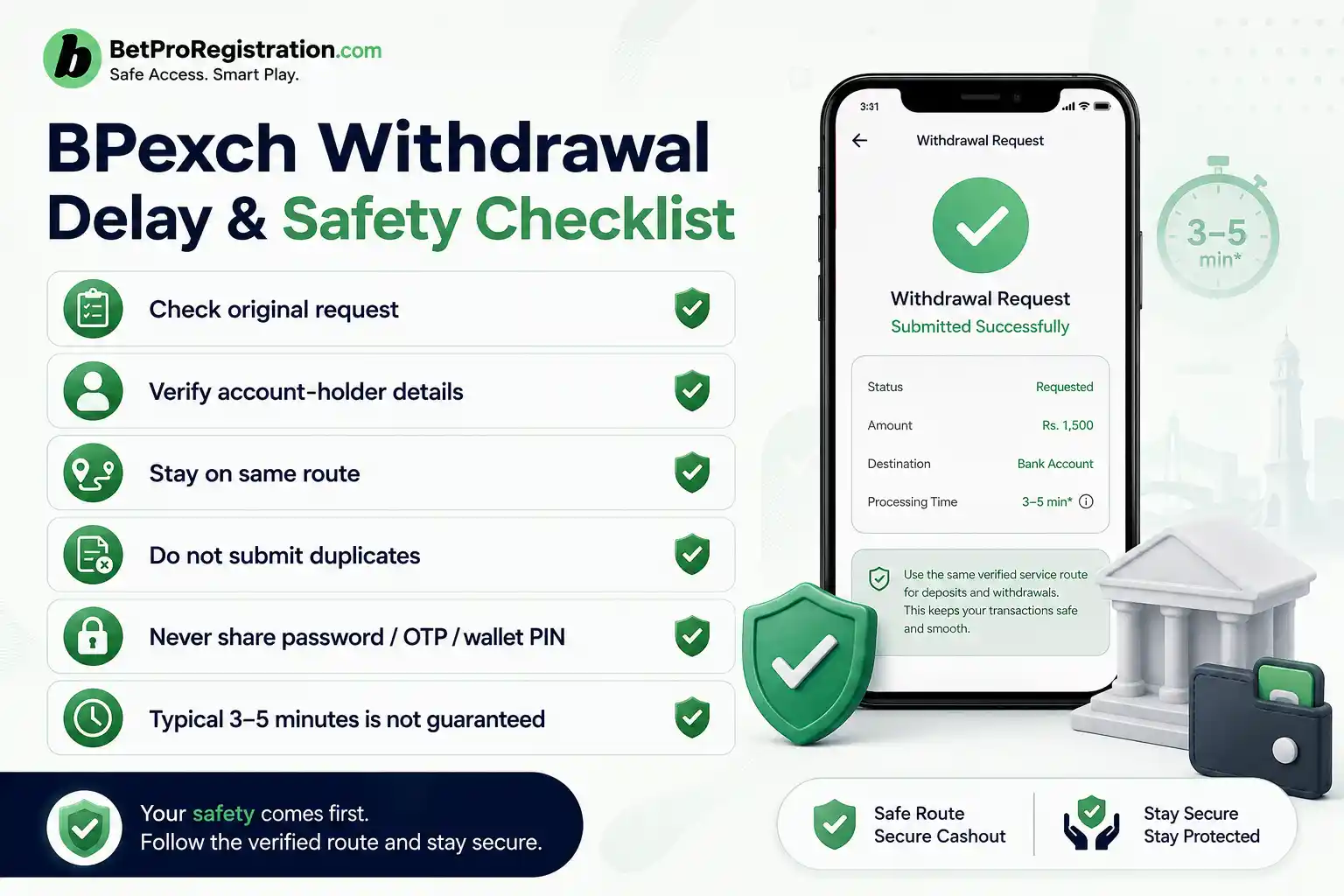 BPexch withdrawal delay and safety checklist